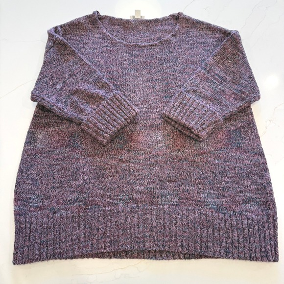 J. Jill Sweaters - J. Jill Purple Heathered Knit Sweater 1X EUC 3/4 Sleeve Crew Neck Plus Size